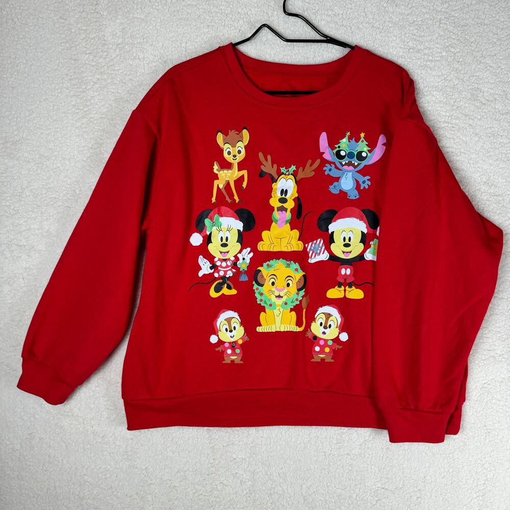 Disney 100‎ Christmas Light Up Sweatshirt Mickey Goofy Simba Disneycore Bambi